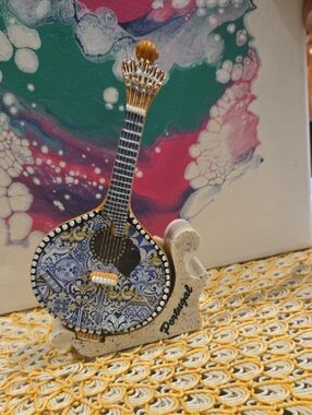 Decorative Portuguese Mandolin Figurine - Blue & White. Great Condition💥💥